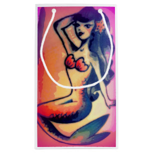 dark-haired mermaid beauty small gift bag