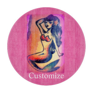 Dark-haired mermaid beauty Thunder_Cove Cutting Board