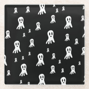 Dark Halloween Ghosts Glass Coaster