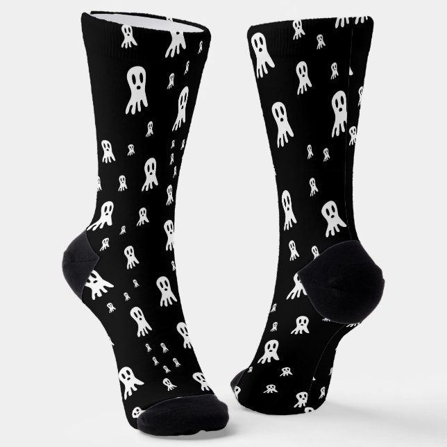 Dark Halloween Ghosts  Socks (Angled)