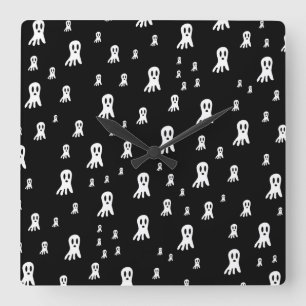 Dark Halloween Ghosts Square Wall Clock