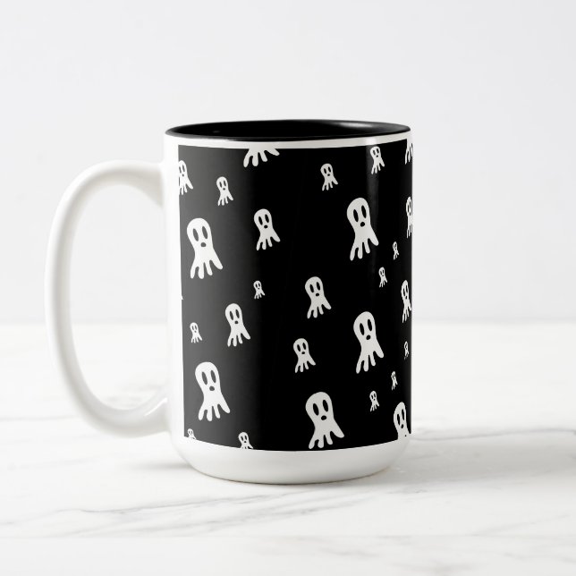 Dark Halloween Ghosts  Two-Tone Coffee Mug (Left)
