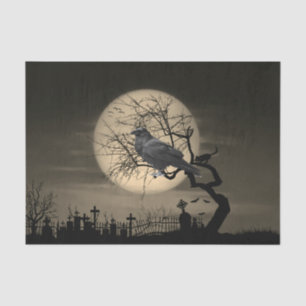 Dark Halloween Raven in Tree Tissue Paper