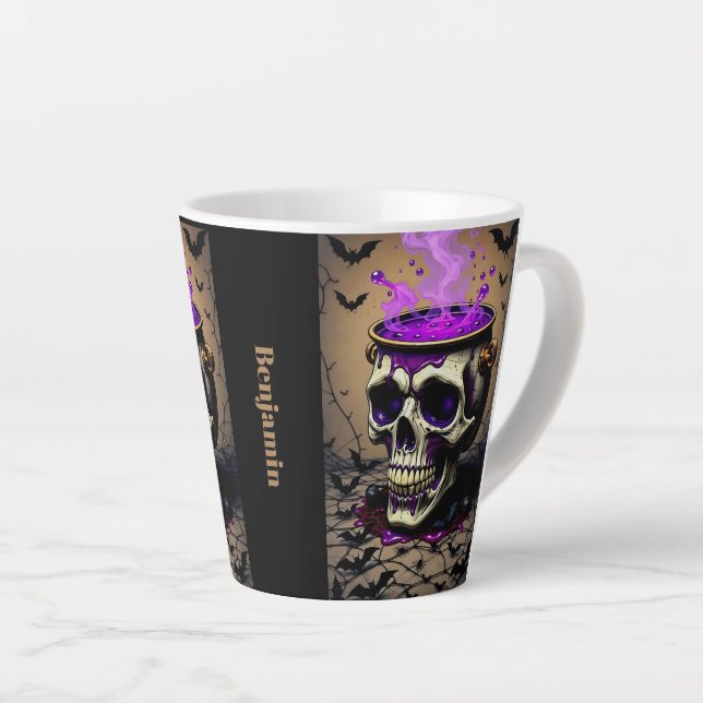 Dark Haunted Gothic Halloween Cauldron Latte Mug (Right Angle)