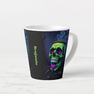 Dark Haunted Gothic Halloween neon green Cauldron Latte Mug