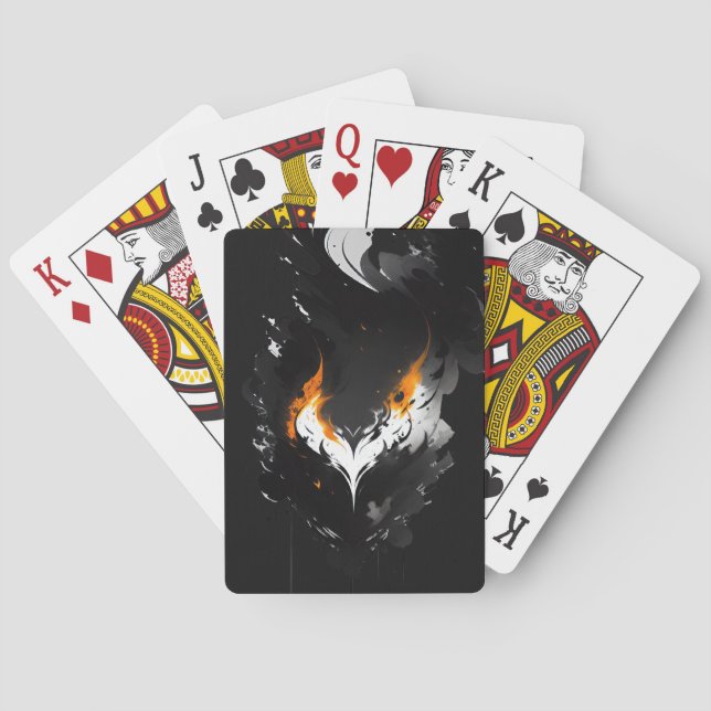 Dark heart on fire playing cards (Back)