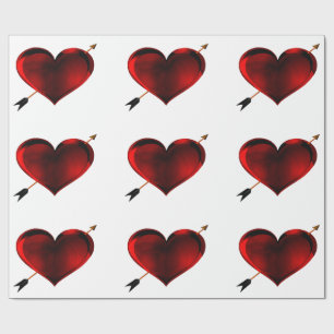 Dark Heart With Gold Arrow Wrapping Paper