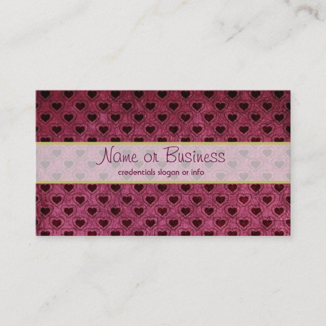 Dark Hearts Grunge Pattern Business Card (Front)