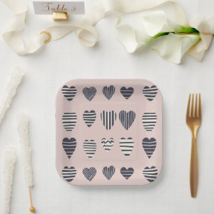Dark Hearts Paper Plate