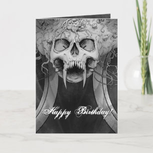 Dark Heavy Metal Death Skull Graveyard Birthday Card
