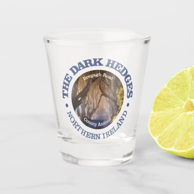 Dark Hedges (rd) Shot Glass (Front)