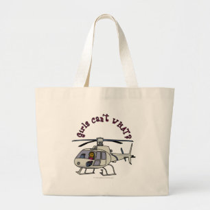Dark Helicopter Pilot Large Tote Bag