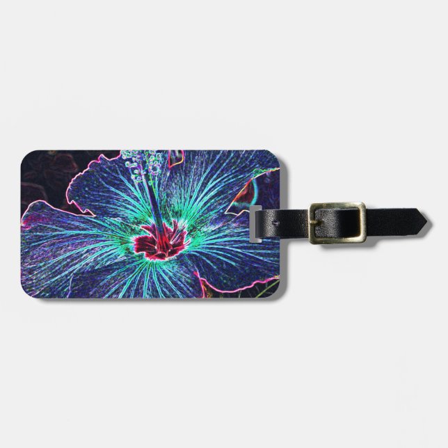 Dark Hibiscus Luggage Tag (Front Horizontal)
