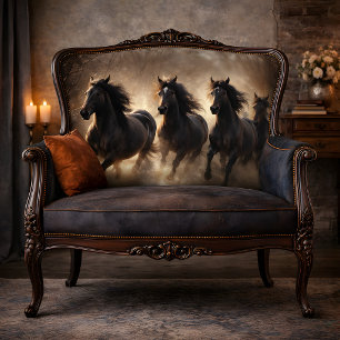 Dark Horse Herd Galloping in Snow Decoupage Tissue Paper