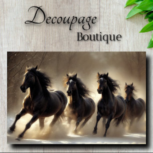Dark Horse Herd Galloping in Snow Decoupage Tissue Paper