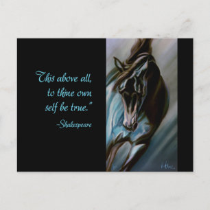 Dark Horse in Aqua - Expressive Motion Stallion Postcard