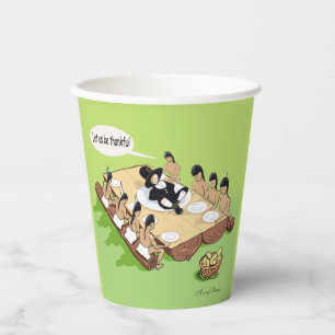 Dark Humour Native American Thanksgiving Cartoon Paper Cups