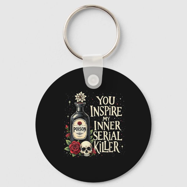 Dark Humour Poison Bottle Gothic Halloween Aesthet Key Ring (Front)