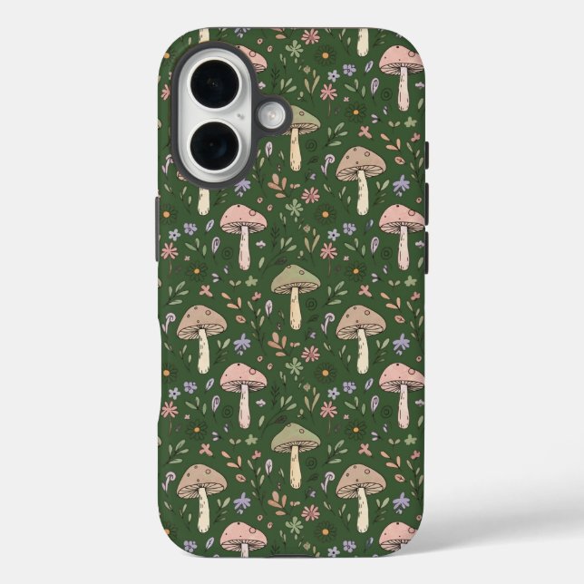 Dark Hunter Green Fungi Seamless  Forestcore Case-Mate iPhone Case (Back)