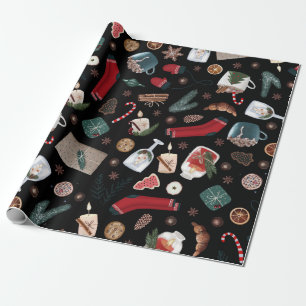 Dark Hygge Christmas Pattern Wrapping Paper