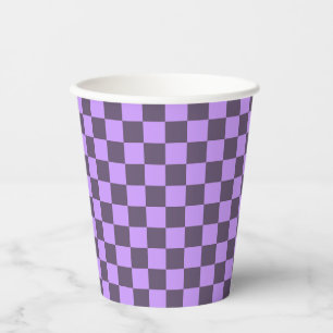 Dark Indigo and Pale Violet Chequerboard Paper Cups