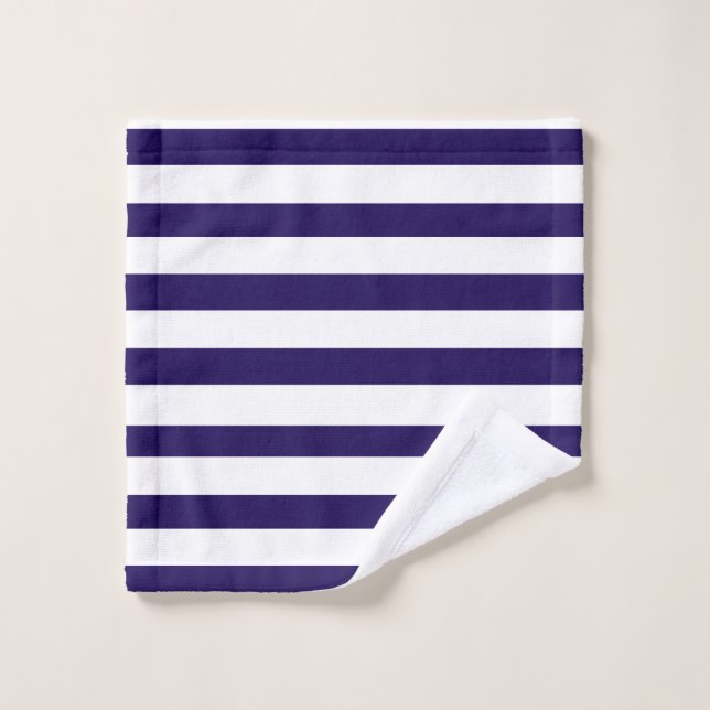 Dark Indigo and white stripes pattern  Bath Towel Set (Wash Cloth)