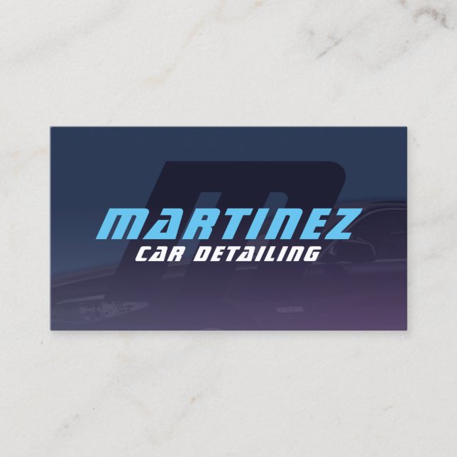 Dark indigo blue automotive monogram  business card (Front)