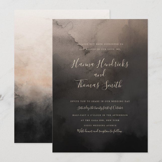 Dark Ink Wedding Invitations (Front/Back)