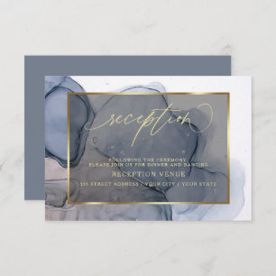 Dark Inky Dusty Blue Mauve Reception Invitation