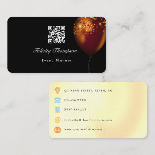 Dark Iridescent Balloons Event Planner QR Code Business Card