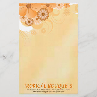 Dark Ivory Gold Hibiscus Florist Writing Paper