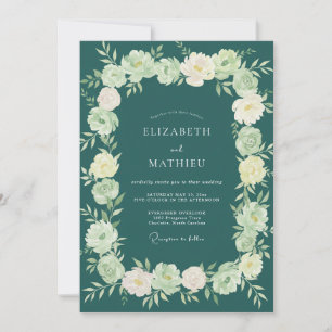 Dark Jade Painted Wedding Invitation