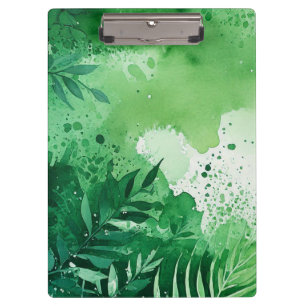 Dark Jungle green watercolor hand drawn texture Clipboard
