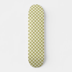 Dark Khaki and Beige Chequerboard Skateboard