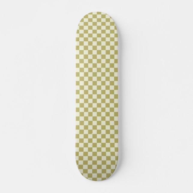 Dark Khaki and Beige Chequerboard Skateboard (Front)