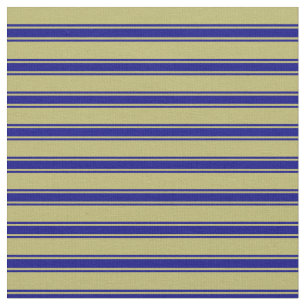 Dark Khaki and Blue Colored Lined Pattern Fabric