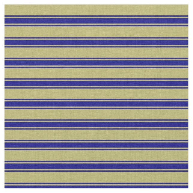 Dark Khaki and Blue Coloured Lined Pattern Fabric (Close Up)