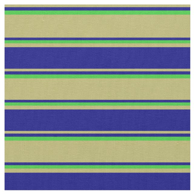 Dark Khaki, Blue, and Lime Green Coloured Pattern Fabric (Close Up)