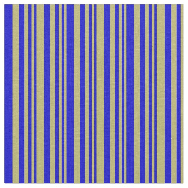 Dark Khaki & Blue Lined/Striped Pattern Fabric (Close Up)