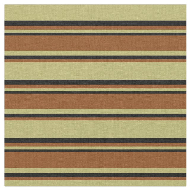 Dark Khaki, Brown & Black Coloured Striped Pattern Fabric (Close Up)