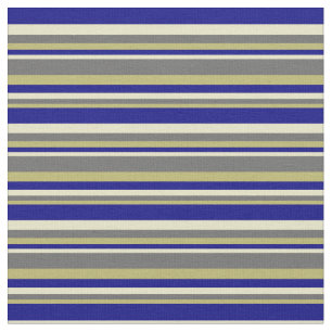 Dark Khaki, Dim Grey, Pale Goldenrod & Blue Lines Fabric
