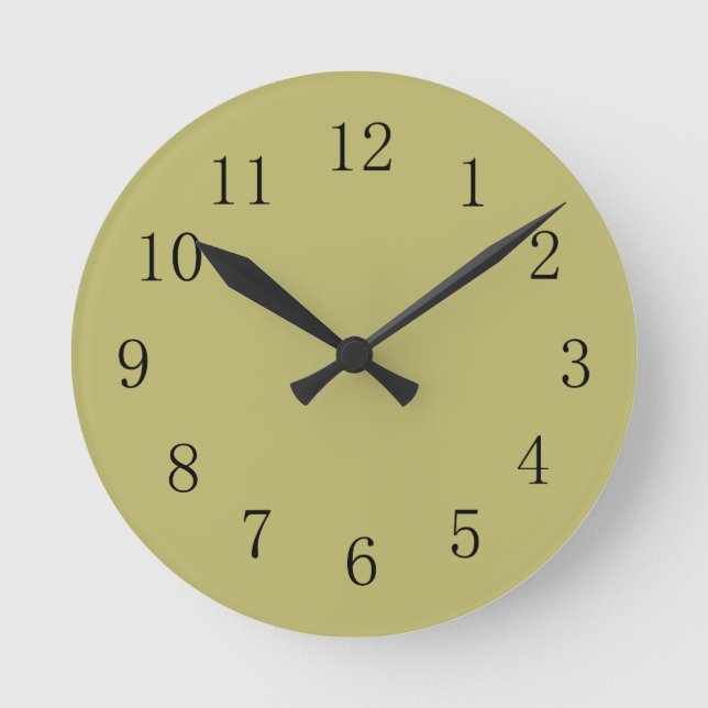 Dark Khaki Green Colour Wall Clock (Front)