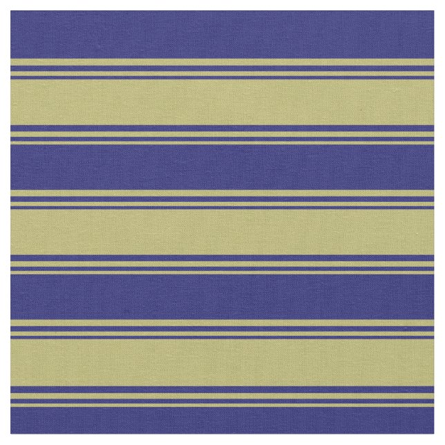 Dark Khaki & Midnight Blue Coloured Lined Pattern Fabric (Close Up)