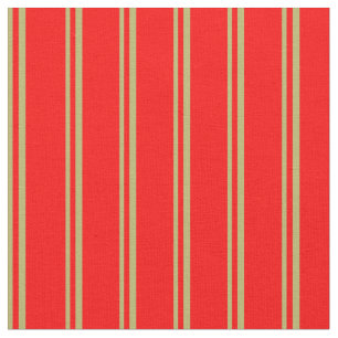 Dark Khaki & Red Lined/Striped Pattern Fabric