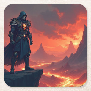 Dark Knight of Flame Square Paper Coaster