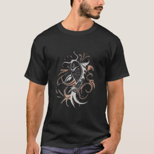 Dark Koi Fish Tribal Ink Art Black Gold Design T-Shirt