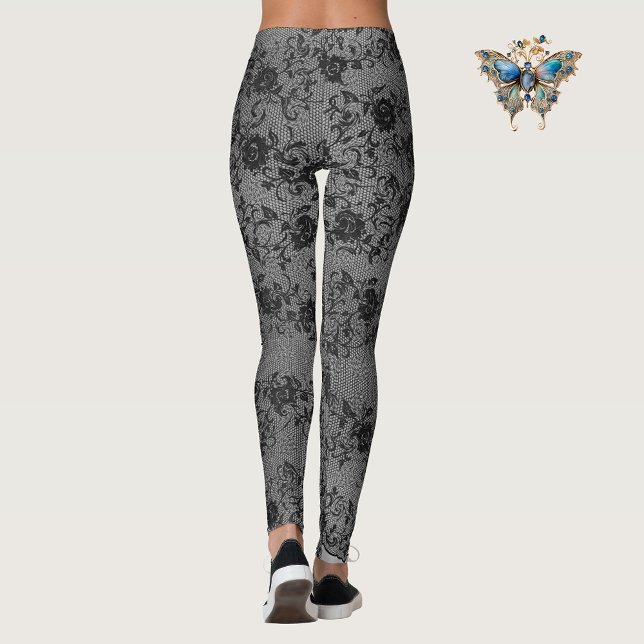  Dark Lace on Grey Leggings (Creator Uploaded)