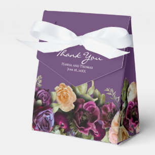 Dark Lavender Elegant Floral Wedding Thank You Favour Box