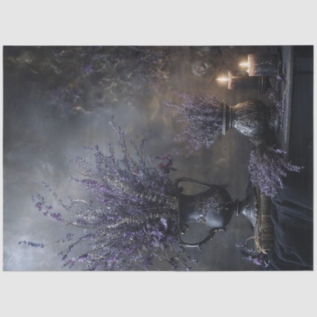 Dark Lavender Floral Bouquet for Decoupage Tissue Paper (Front)