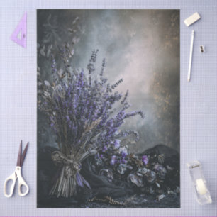 Dark Lavender Floral Bouquet for Decoupage  Tissue Paper